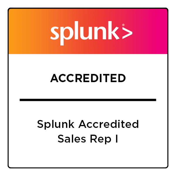 Certification badge: Splunk Accredited Sales Rep I